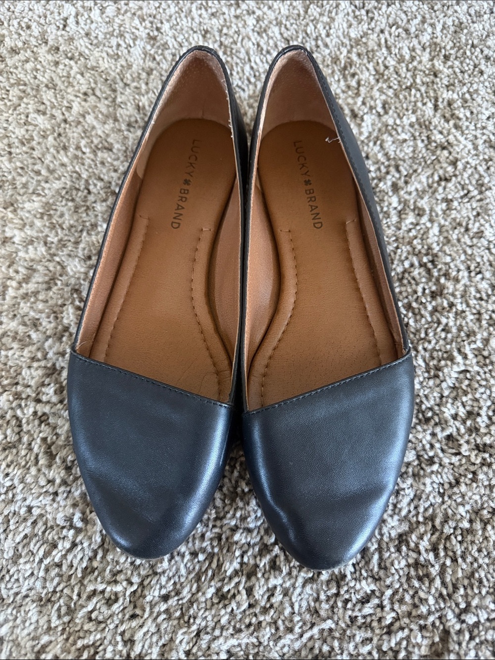 Lucky Brand Black Leather Slip-On Ballet Flats